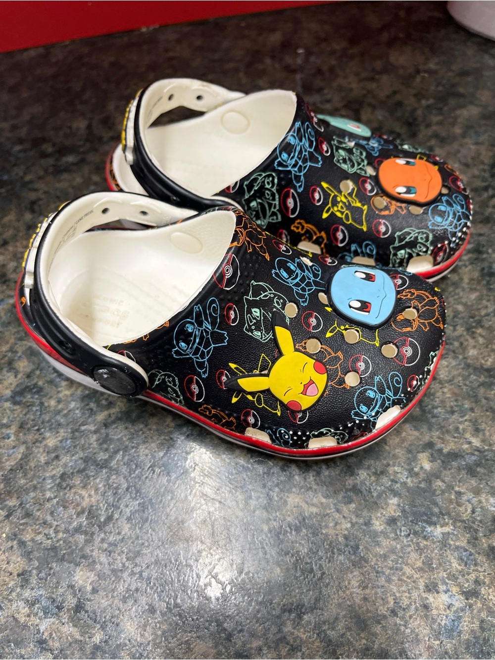 CROCS Kids Black Pikachu & Pokémon Character Slip-On Clogs